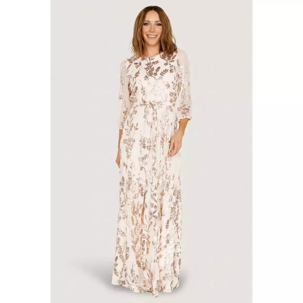 Baltic Born Destiny Sequin Maxi Dress | Rose Gold Size SS